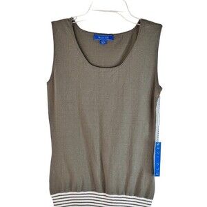 NWT Blu Ice Women's Sleeveless Shell Tank Top Light Green Ribbed Bottom Size S